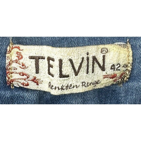 Vintage Telvin Floral Embroidered Denim Skirt Womens 42 Blue Long Pockets - Picture 10 of 12